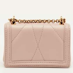 Pre Owned Dolce & Gabbana Devotion Powder Pink Quilted Leather Micro Crossbody Bag
