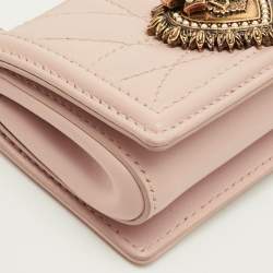 Pre Owned Dolce & Gabbana Devotion Powder Pink Quilted Leather Micro Crossbody Bag