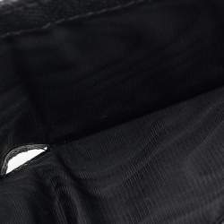 Pre Owned Dolce & Gabbana Logo Plaque Black Leather Trifold Wallet