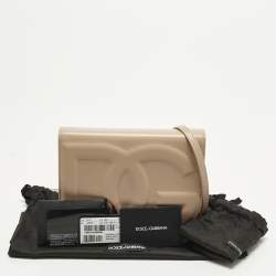 Pre Owned Dolce & Gabbana DG Logo Flap Beige Leather Shoulder Bag