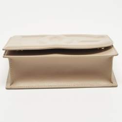 Pre Owned Dolce & Gabbana DG Logo Flap Beige Leather Shoulder Bag