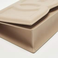 Pre Owned Dolce & Gabbana DG Logo Flap Beige Leather Shoulder Bag