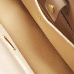 Pre Owned Dolce & Gabbana DG Logo Flap Beige Leather Shoulder Bag