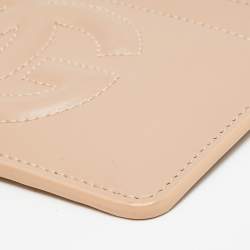 Pre Owned Dolce & Gabbana DG Logo Beige Leather Zip Card Holder