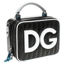 مملوكة مسبقًا Dolce & Gabbana Black/White Coated Canvas DG Girls Crossbody Bag