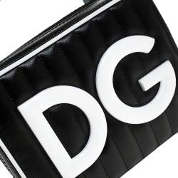 مملوكة مسبقًا Dolce & Gabbana Black/White Coated Canvas DG Girls Crossbody Bag