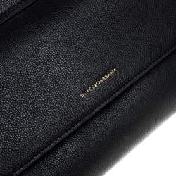 Pre Owned Dolce & Gabbana Black Leather Soft Medium Miss Sicily Top Handle Bag