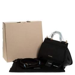 Pre Owned Dolce & Gabbana Black Leather Soft Medium Miss Sicily Top Handle Bag