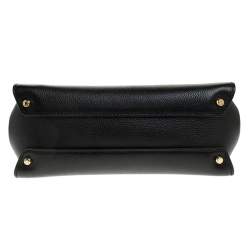 Pre Owned Dolce & Gabbana Black Leather Soft Medium Miss Sicily Top Handle Bag