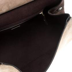 Pre Owned Dolce & Gabbana Brown Suede Soft Medium Miss Sicily Top Handle Bag