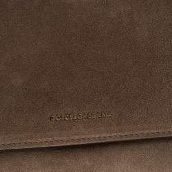 Pre Owned Dolce & Gabbana Brown Suede Soft Medium Miss Sicily Top Handle Bag