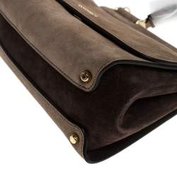 Pre Owned Dolce & Gabbana Brown Suede Soft Medium Miss Sicily Top Handle Bag