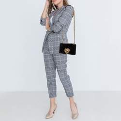 مملوكة مسبقًا حقيبة كتف دولتشي أند غابانا ديفوشيون سلسلة قطيفة ماتيلاس أسود