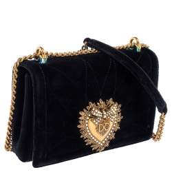 مملوكة مسبقًا حقيبة كتف دولتشي أند غابانا ديفوشيون سلسلة قطيفة ماتيلاس أسود
