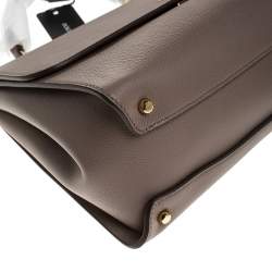 Pre Owned Dolce & Gabbana Dark Beige Leather Large Miss Sicily Top Handle Bag