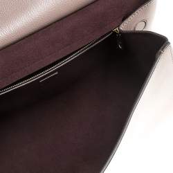 Pre Owned Dolce & Gabbana Dark Beige Leather Large Miss Sicily Top Handle Bag