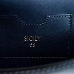 Pre Owned Dolce & Gabbana Navy Blue Leather Sicily 58 Top Handle Bag