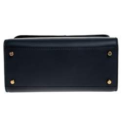 Pre Owned Dolce & Gabbana Navy Blue Leather Sicily 58 Top Handle Bag