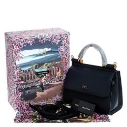 Pre Owned Dolce & Gabbana Navy Blue Leather Sicily 58 Top Handle Bag