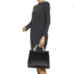 Pre Owned Dolce & Gabbana Black Leather Sicily 58 Top Handle Bag