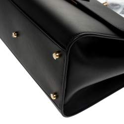 Pre Owned Dolce & Gabbana Black Leather Sicily 58 Top Handle Bag