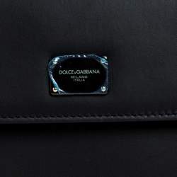 Pre Owned Dolce & Gabbana Black Leather Sicily 58 Top Handle Bag