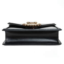 Pre Owned Dolce & Gabbana Black Leather Small Devotion Top Handle Bag