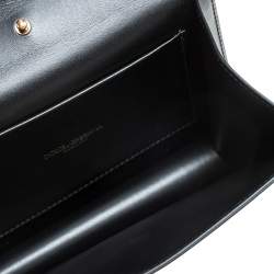 Pre Owned Dolce & Gabbana Black Leather Small Devotion Top Handle Bag