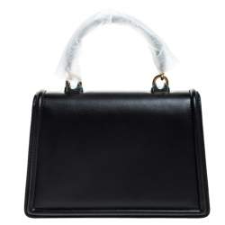 Pre Owned Dolce & Gabbana Black Leather Small Devotion Top Handle Bag