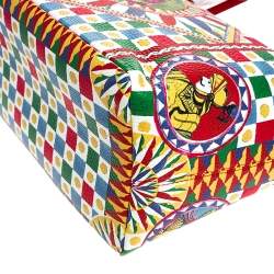 Pre Owned Dolce & Gabbana Multicolore Sicilian Carretto Leather Beatrice Shopper Tote