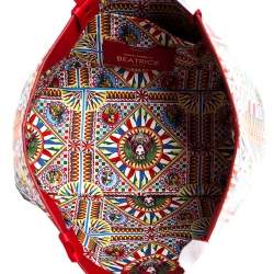 Pre Owned Dolce & Gabbana Multicolore Sicilian Carretto Leather Beatrice Shopper Tote