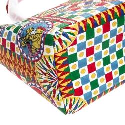 Pre Owned Dolce & Gabbana Multicolore Sicilian Carretto Leather Beatrice Shopper Tote