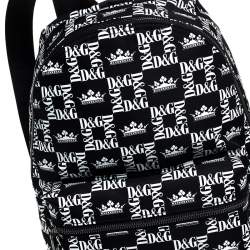 Dolce & Gabbana Black/White Logo Printed Nylon Backpack