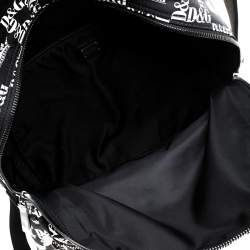 Dolce & Gabbana Black/White Logo Printed Nylon Backpack