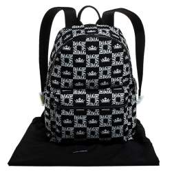 Dolce & Gabbana Black/White Logo Printed Nylon Backpack
