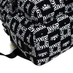 Dolce & Gabbana Black/White Logo Printed Nylon Backpack