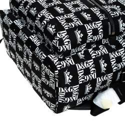Dolce & Gabbana Black/White Logo Printed Nylon Backpack