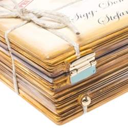 مملوكة مسبقًا Dolce & Gabbana Multicolor Snakeskin and Plastic Inlaid Wood Top Handle Box Bag