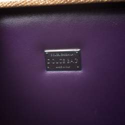 Pre Owned Dolce and Gabbana Metallic Gold Crystal Embellished Leather and Velvet Box Pad lock Shoulder Bag 