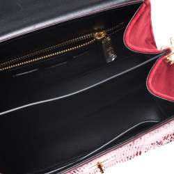 Pre Owned Dolce & Gabbana Red Python and Velvet Welcome Top Handle Bag