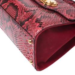 Pre Owned Dolce & Gabbana Red Python and Velvet Welcome Top Handle Bag