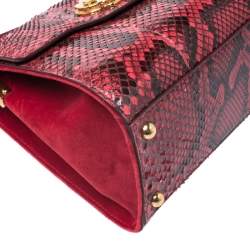 Pre Owned Dolce & Gabbana Red Python and Velvet Welcome Top Handle Bag