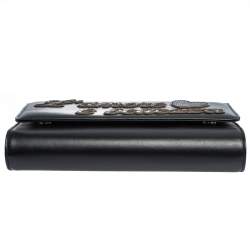 Pre Owned Dolce & Gabbana Black Leather L'amore è Bellezza Chain Clutch