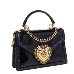 Pre Owned حقيبة كتف دولتشي أند غابانا صغيرة ديفوشيون يد علوية جلد فضي