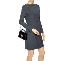 Pre Owned حقيبة كتف دولتشي أند غابانا صغيرة ديفوشيون يد علوية جلد فضي