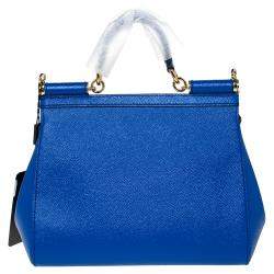 Pre Owned Dolce & Gabbana Blue Leather Medium Miss Sicily Bag