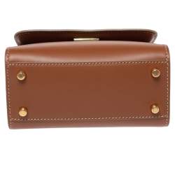 Pre Owned Dolce & Gabbana Tan Leather Micro Sicily 58 Top Handle Bag