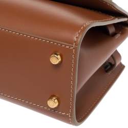 Pre Owned Dolce & Gabbana Tan Leather Micro Sicily 58 Top Handle Bag