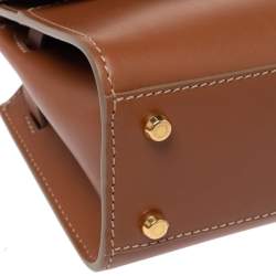 Pre Owned Dolce & Gabbana Tan Leather Micro Sicily 58 Top Handle Bag