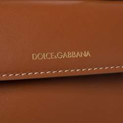 Pre Owned Dolce & Gabbana Tan Leather Micro Sicily 58 Top Handle Bag